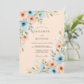Dusty Blue Blissful Spring Wedding Kaart (Staand voorkant)