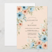 Dusty Blue Blissful Spring Wedding Kaart (Voorkant / Achterkant)