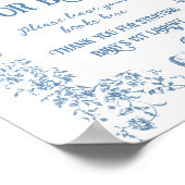 Dusty Blue  Bloemen Baby shower Boek Poster (Hoek)