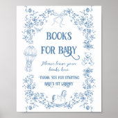 Dusty Blue  Bloemen Baby shower Boek Poster (Voorkant)