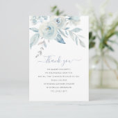 Dusty Blue Bloemen baby shower Dank u kaart (Staand voorkant)