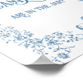 Dusty Blue  Bloemen Baby shower Guess spel Poster (Hoek)