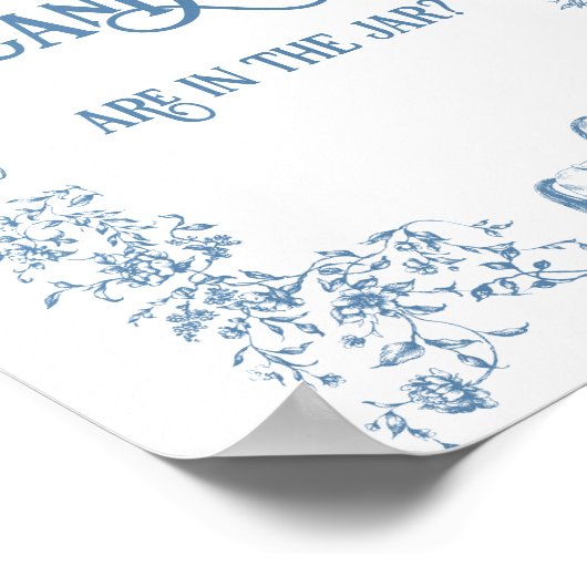 Dusty Blue  Bloemen Baby shower Guess spel Poster (Hoek)