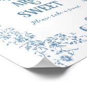 Dusty Blue  Bloemen Baby shower Sweet Treat Poster (Hoek)