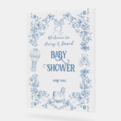 Dusty Blue  Bloemen Baby shower welkom Acryl Bord (Hoek)