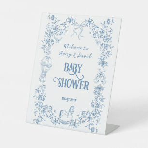 Dusty Blue  Bloemen Baby shower welkom Reclamebord Met Voetstuk