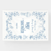 Dusty Blue  Bloemen Baby shower welkom Spandoek (Horizontaal)