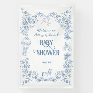 Dusty Blue  Bloemen Baby shower welkom Spandoek