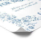 Dusty Blue  Bloemen Baby shower Wishes Game Poster (Hoek)