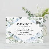 Dusty Blue Bloemen Bewegende Aankondiging (Staand voorkant)