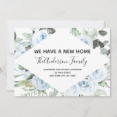 Dusty Blue Bloemen Bewegende Aankondiging (Voorkant)