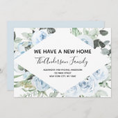 Dusty Blue Bloemen Bewegende Aankondiging (Voorkant / Achterkant)