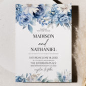 Dusty Blue Bloemen Botanische bruiloft Kaart