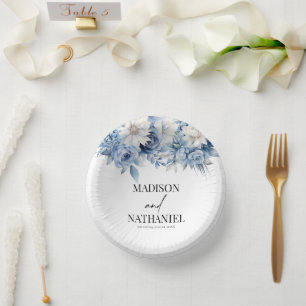 Dusty Blue Bloemen Botanische bruiloft Papieren Kommen