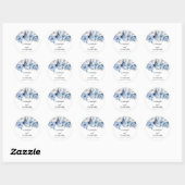 Dusty Blue Bloemen Botanische bruiloft Ronde Sticker (Vel)
