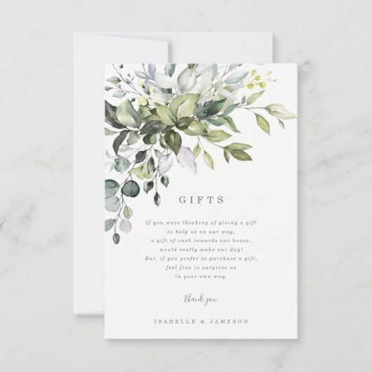 Dusty Blue Bloemen Cadeaubon Kaart (Voorkant)