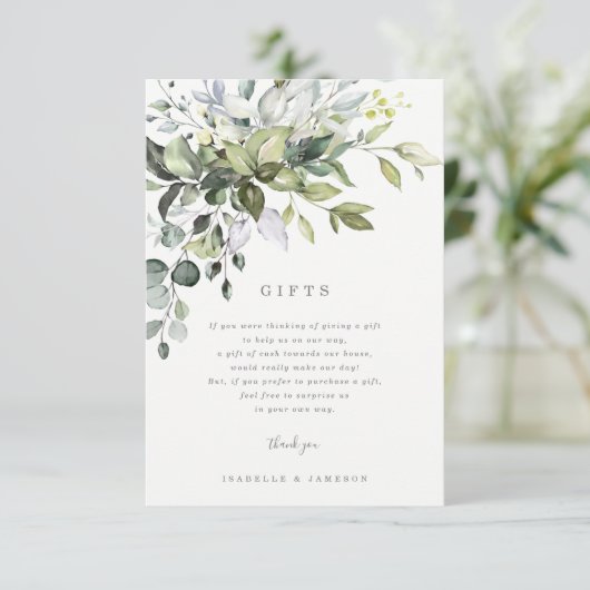 Dusty Blue Bloemen Cadeaubon Kaart (Staand voorkant)