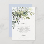 Dusty Blue Bloemen Cadeaubon Kaart (Voorkant / Achterkant)