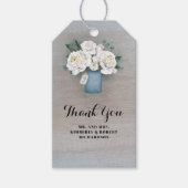Dusty Blue Bloemen Rustiek Land Bruiloft Cadeaulabel (Voorkant)