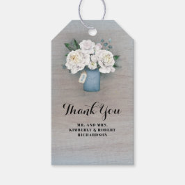 Dusty Blue Bloemen Rustiek Land Bruiloft Cadeaulabel