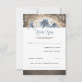 Dusty Blue Bloemen Rustieke Bruiloft RSVP (Voorkant)
