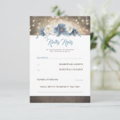 Dusty Blue Bloemen Rustieke Bruiloft RSVP (Staand voorkant)