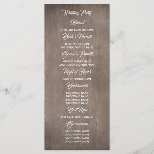 Dusty Blue Bloemen Rustieke Land Bruiloft Programm Programmakaart (Achterkant)