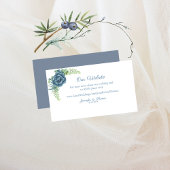 Dusty Blue Bloemen Succulenten Bruiloft Website Informatiekaartje
