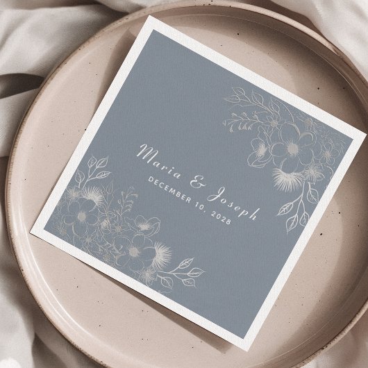 Dusty Blue  Bloemen Trouwservetten Servet