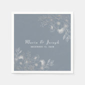 Dusty Blue  Bloemen Trouwservetten Servet (Voorkant)