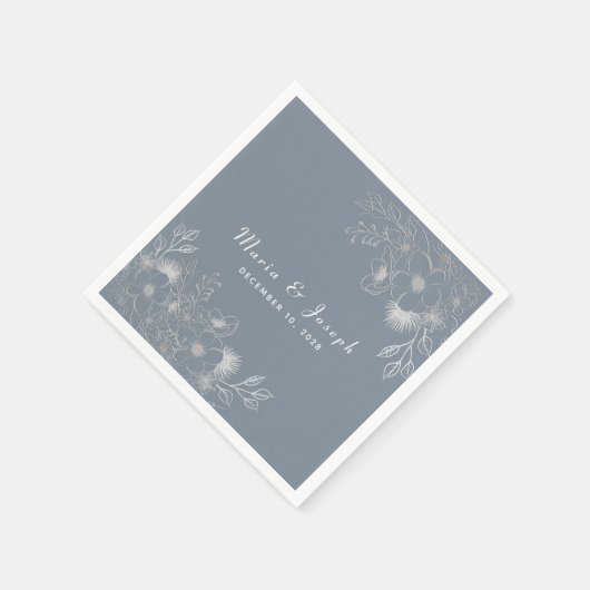 Dusty Blue  Bloemen Trouwservetten Servet (Hoek)