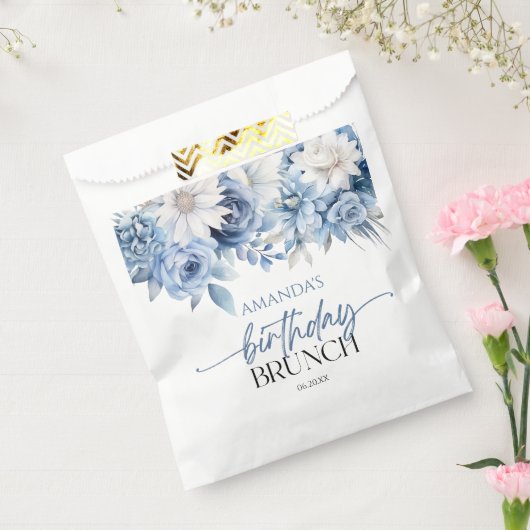 Dusty Blue Bloemen Verjaardag Brunch Party Bedankzakje (Gezegeld)