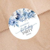 Dusty Blue Bloemen Verjaardagsfeest