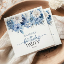 Dusty Blue Bloemen Verjaardagsfeest