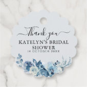 Dusty Blue Bloemen vrijgezellenfeest Dank u Bedankjes Labels (Achterkant)