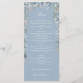 Dusty Blue Bloemen Wildbloemen Bruiloft Diner Menu (Voorkant)