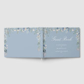 Dusty Blue Bloemen Wildbloemen Cascade Bruiloft Gastenboek (Volledig)