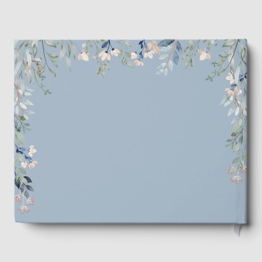 Dusty Blue Bloemen Wildbloemen Cascade Bruiloft Gastenboek (Achterkant)