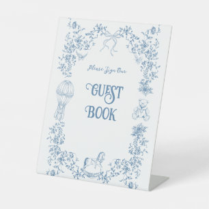Dusty Blue  Bloemendouche Gastenboek Reclamebord Met Voetstuk