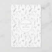 Dusty blue bloemenklassieker trouwdetails Kaart (Achterkant)