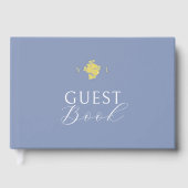 Dusty Blue | Bloemenmonogram Folie bruiloft Gastenboek (Voorkant)