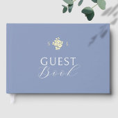 Dusty Blue | Bloemenmonogram Folie bruiloft Gastenboek