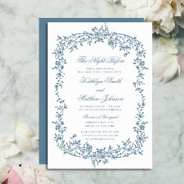 Dusty Blue  bloemenscript de avond ervoor Kaart