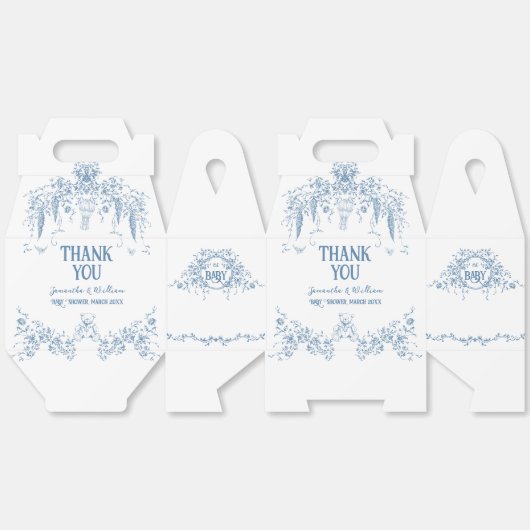 Dusty Blue Bloemenverpleegkundige Baby shower boe Bedankdoosjes (Ongevouwen)