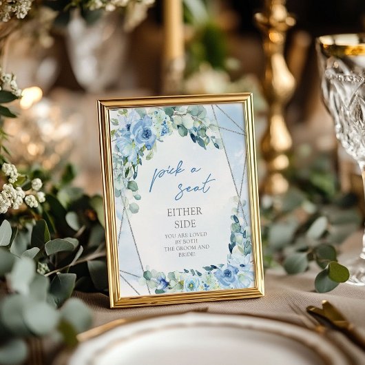 Dusty Blue bloemenzilver Kies een stoel aan weersz Poster