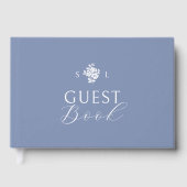 Dusty Blue | Bloemmonogram bruiloft Gastenboek (Voorkant)