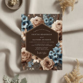 Dusty Blue Bloom Elegance Wedding Kaart