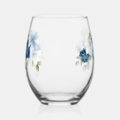 Dusty Blue Bloom Elegant Script bruiloft bruidsmei Wijnglas Zonder Voet (Links)