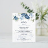 Dusty Blue Bloom Wedding Details Kaart (Staand voorkant)