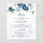 Dusty Blue Bloom Wedding Details Kaart (Voorkant)
